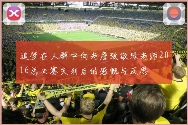 追梦在人群中向老詹致敬绿老师2016总决赛失利后的感慨与反思